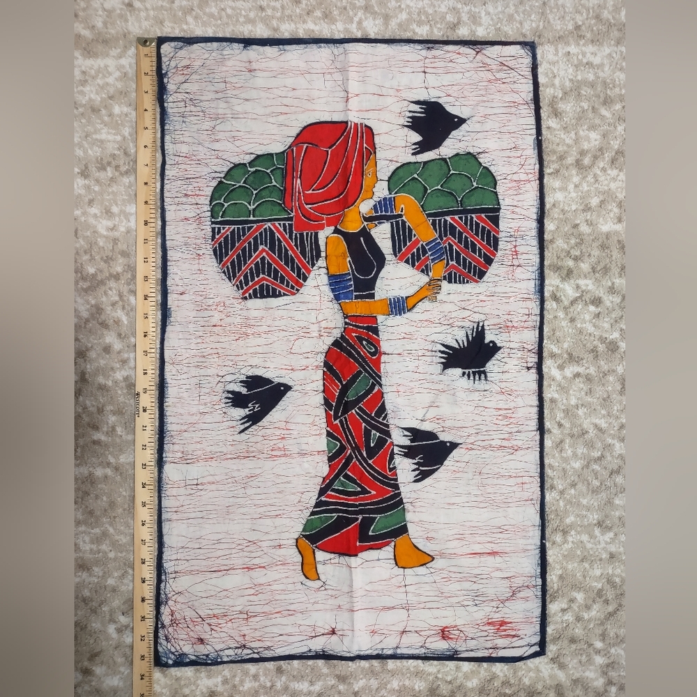 Colorful African Batik Wall Hanging Home Decor 21" x 33 1/2"